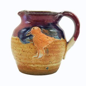 Studio Art Pottery Creamer Slip Chicken Signed
